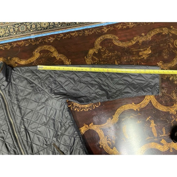 Vtg Polo Ralph Lauren Mens Black Quilted Brown Leather Zip Up Bomber Jacket XL - Picture 6 of 10